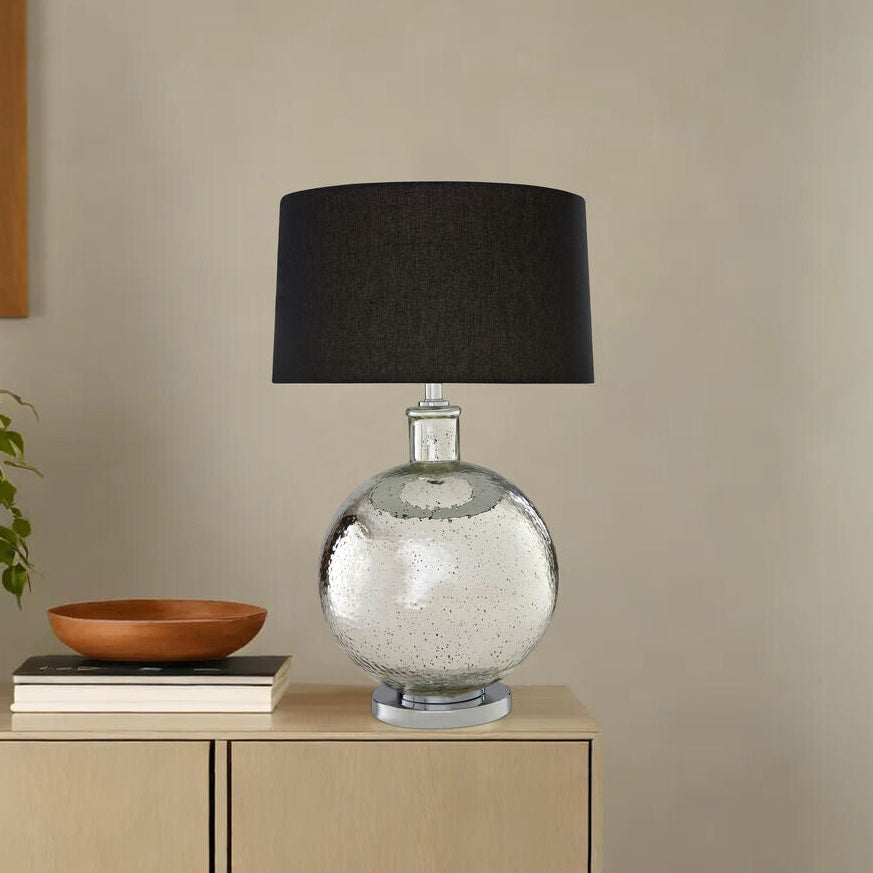 Glass Table Lamp with Black Shade