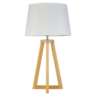 Pine Wood Table Lamp with Linen Shade