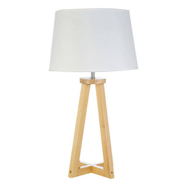 Pine Wood Table Lamp with Linen Shade
