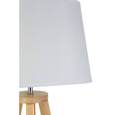 Pine Wood Table Lamp with Linen Shade