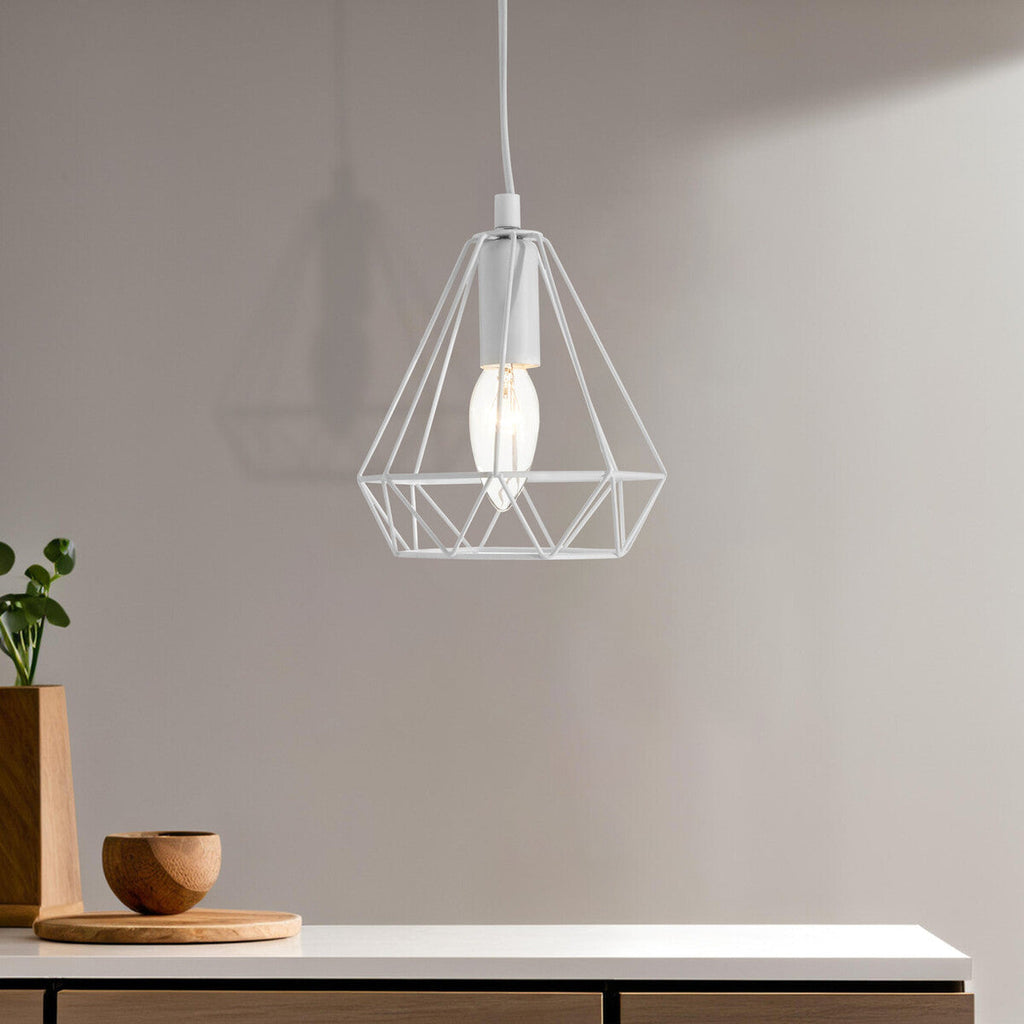 White Metal Wire Pendant Light