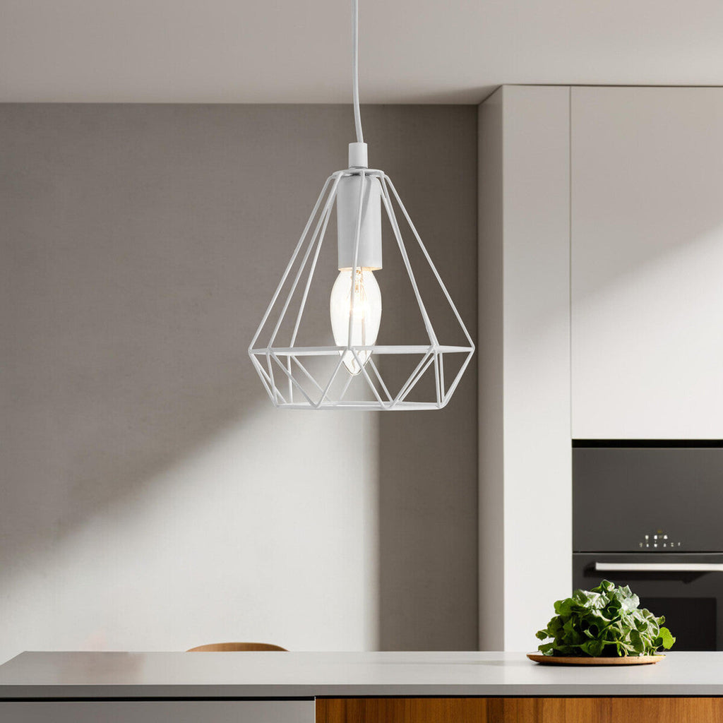 White Metal Wire Pendant Light