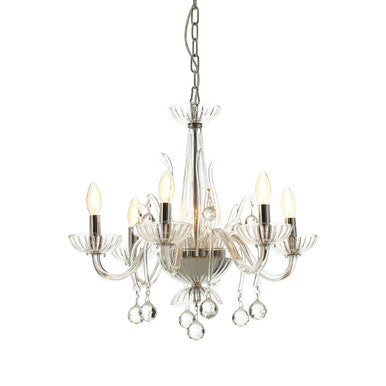 6 Bulb Clear Crystal Chandelier