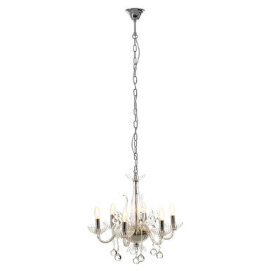 6 Bulb Clear Crystal Chandelier