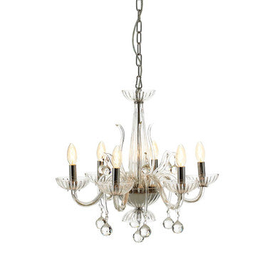 6 Bulb Clear Crystal Chandelier
