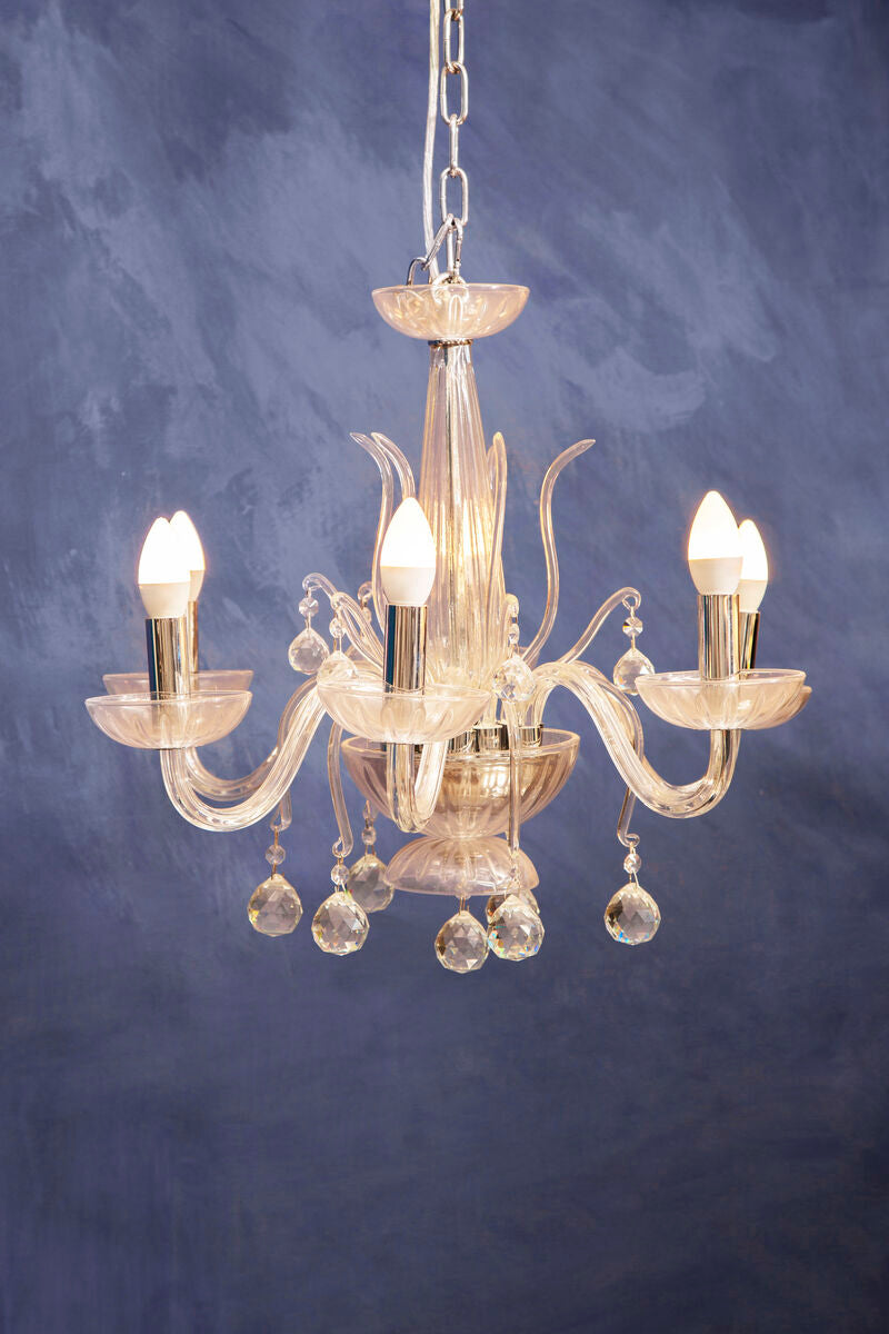 6 Bulb Clear Crystal Chandelier