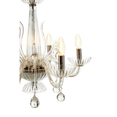 6 Bulb Clear Crystal Chandelier