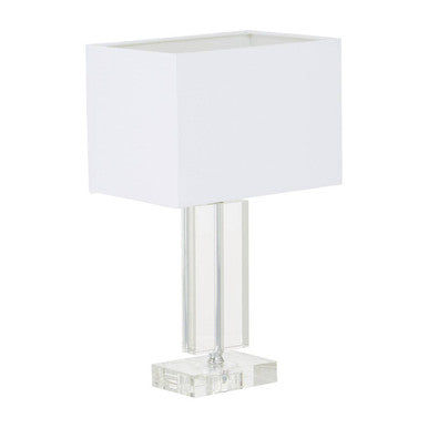 Rectangular Crystal Table Lamp with Chrome Frame