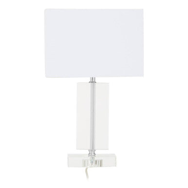 Rectangular Crystal Table Lamp with Chrome Frame