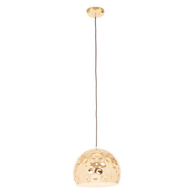 Gold Dome Pendant Light with Hammered Finish