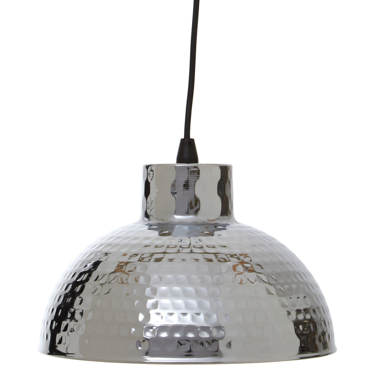 Chrome Finish Iron Pendant Light with Hammered Shade