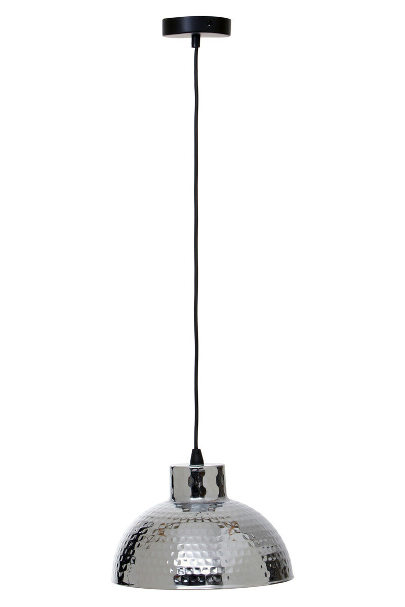 Chrome Finish Iron Pendant Light with Hammered Shade