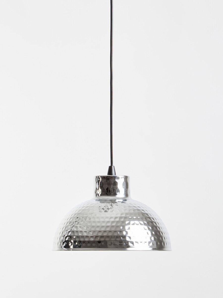 Chrome Finish Iron Pendant Light with Hammered Shade