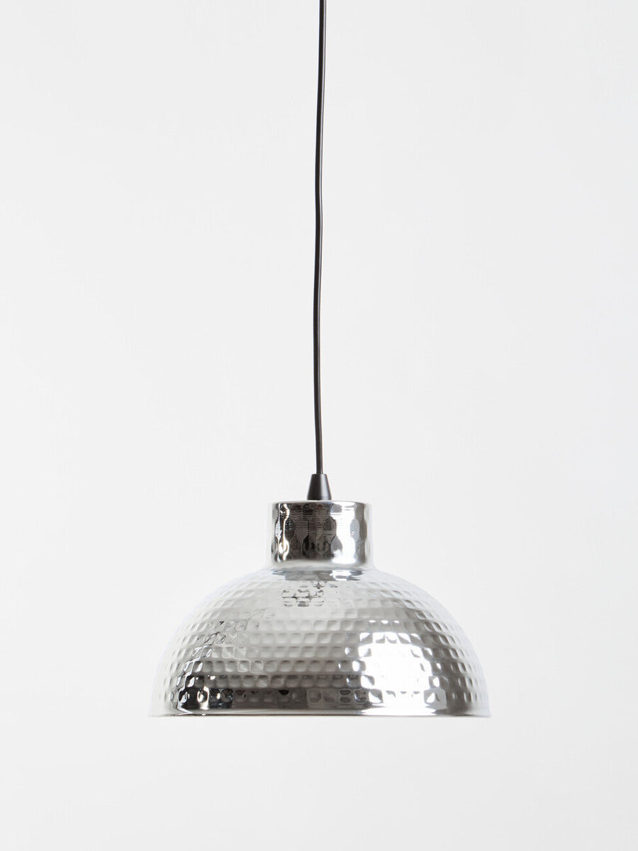 Chrome Finish Iron Pendant Light with Hammered Shade