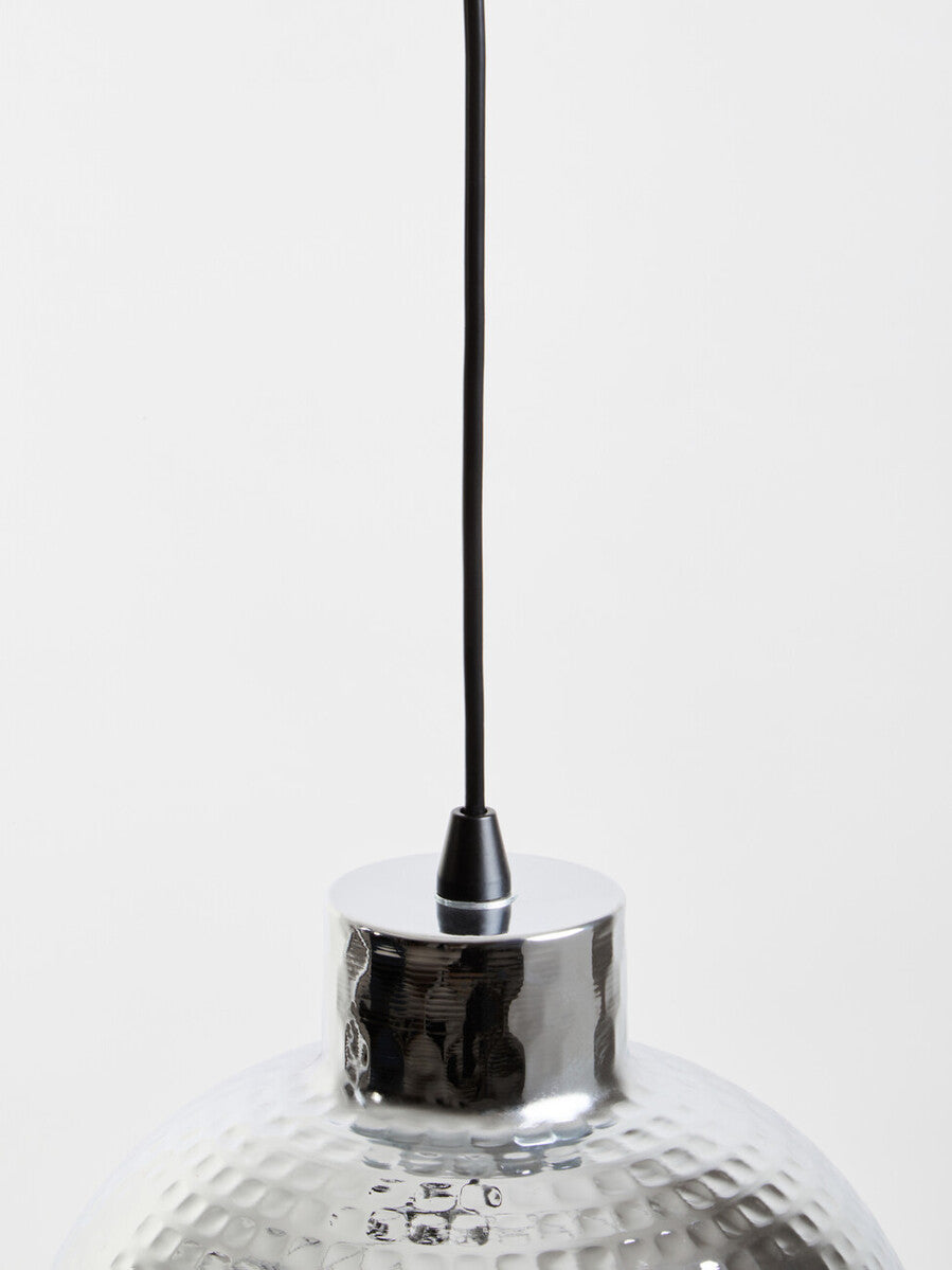 Chrome Finish Iron Pendant Light with Hammered Shade