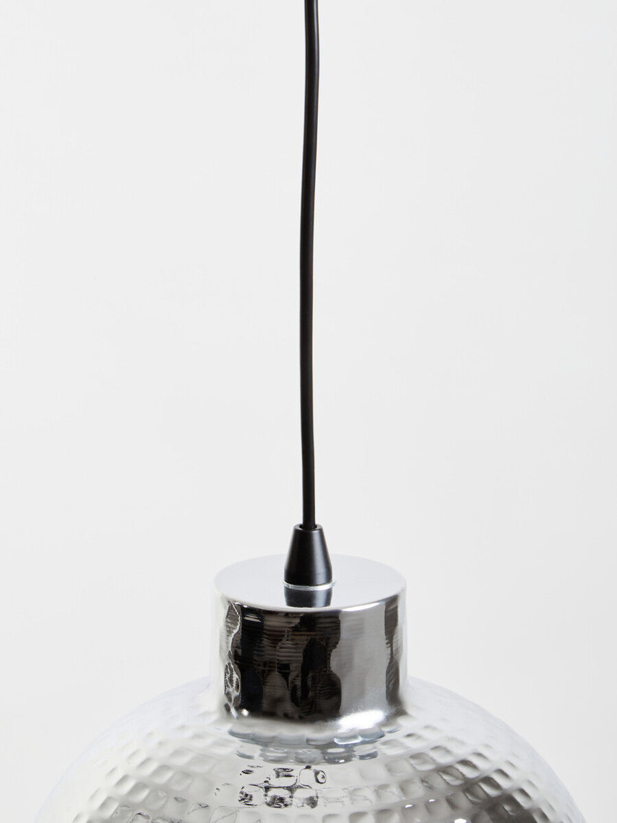 Chrome Finish Iron Pendant Light with Hammered Shade