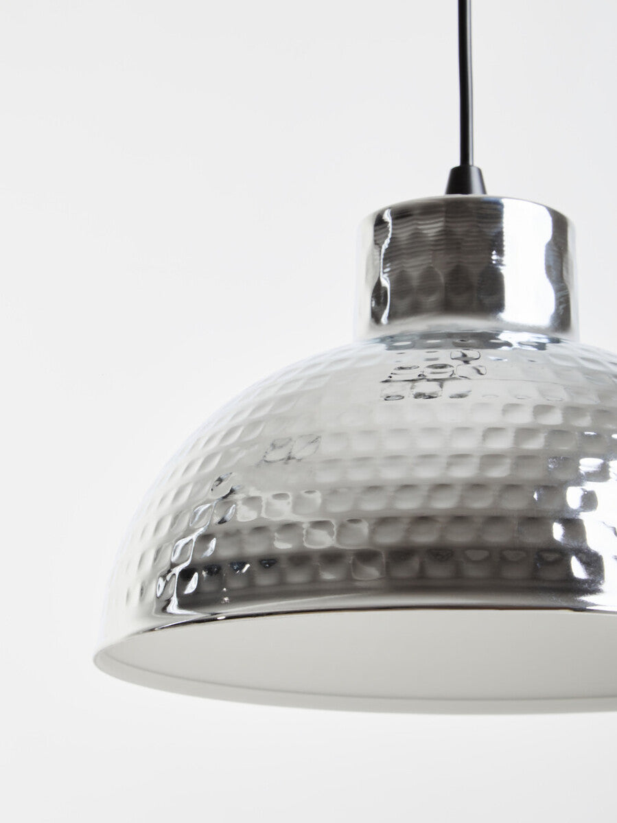 Chrome Finish Iron Pendant Light with Hammered Shade