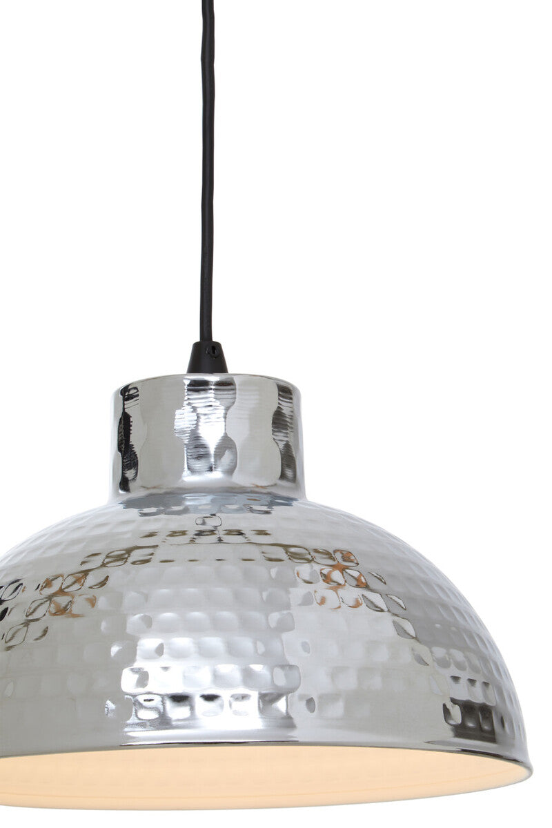 Chrome Finish Iron Pendant Light with Hammered Shade