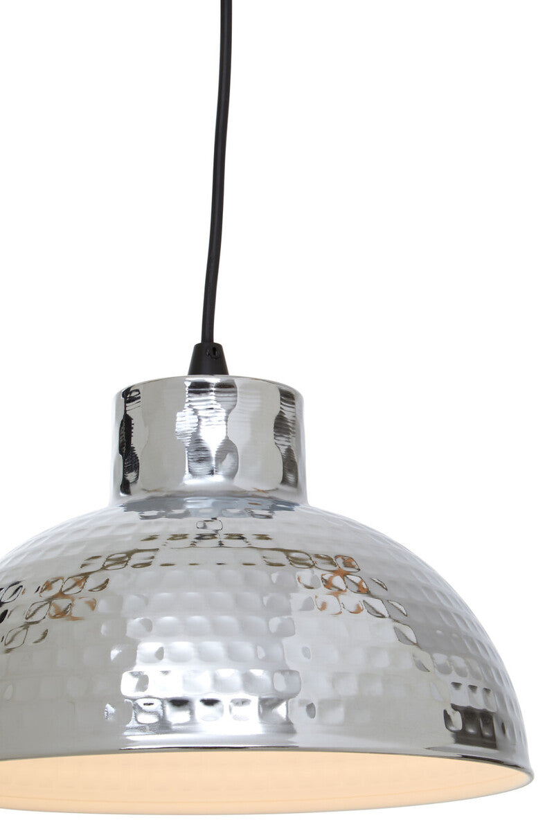 Chrome Finish Iron Pendant Light with Hammered Shade