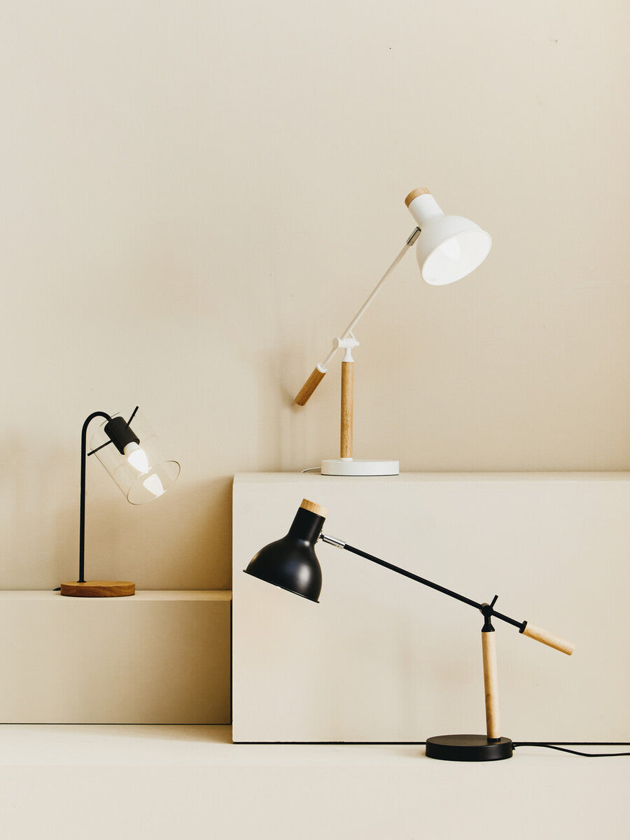 Matte Black Curved Table Lamp