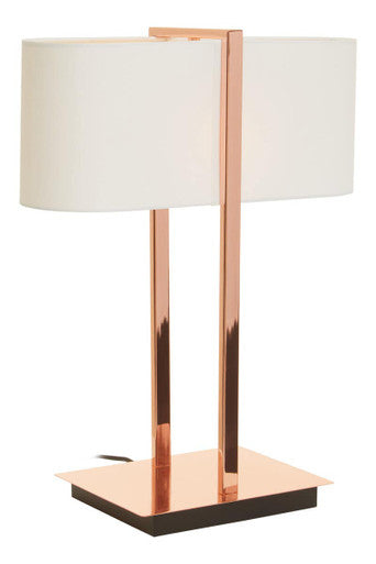 Copper Finish Table Lamp with White Linen Shade