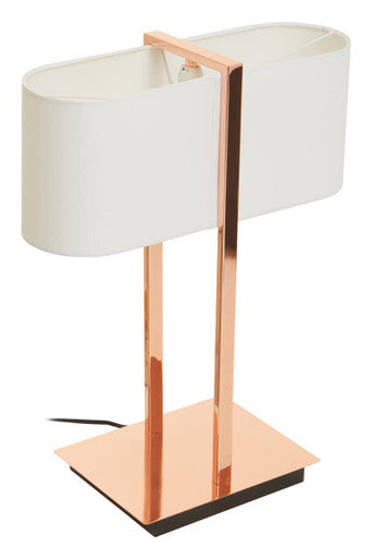 Copper Finish Table Lamp with White Linen Shade