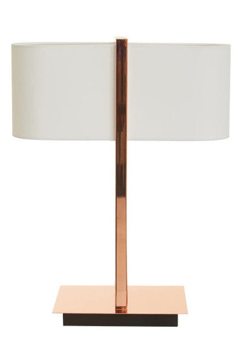 Copper Finish Table Lamp with White Linen Shade