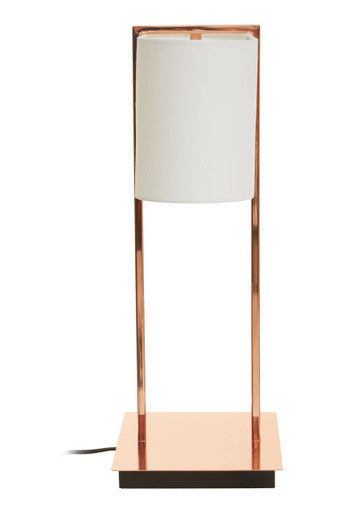 Copper Finish Table Lamp with White Linen Shade