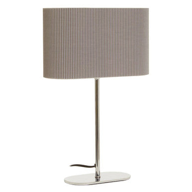 Shiny Silver Table Lamp with Grey Linen Shade