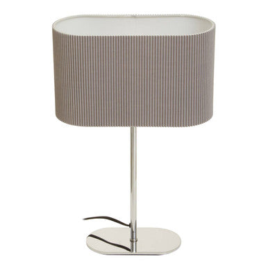 Shiny Silver Table Lamp with Grey Linen Shade