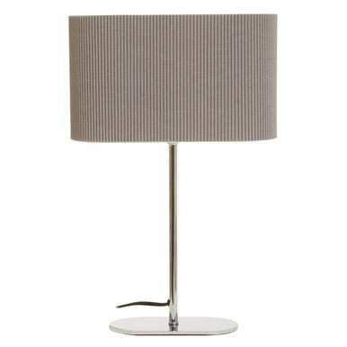 Shiny Silver Table Lamp with Grey Linen Shade