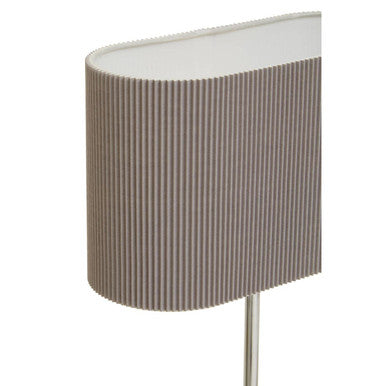 Shiny Silver Table Lamp with Grey Linen Shade