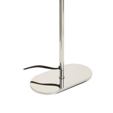 Shiny Silver Table Lamp with Grey Linen Shade
