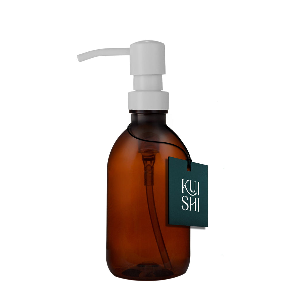 Refillable Amber Plastic Soap Dispenser with Stainless Steel Pump