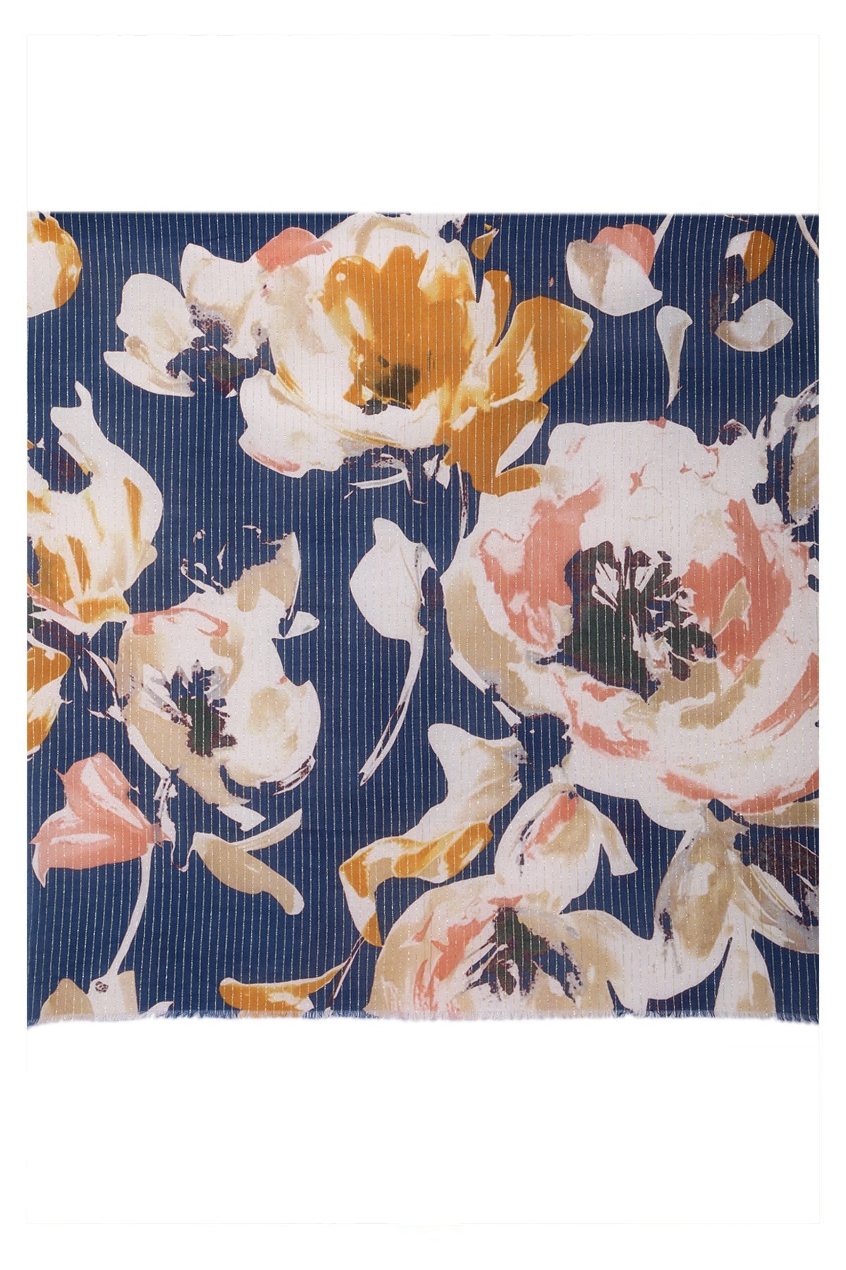 Midnight Bloom Cotton Scarf Navy