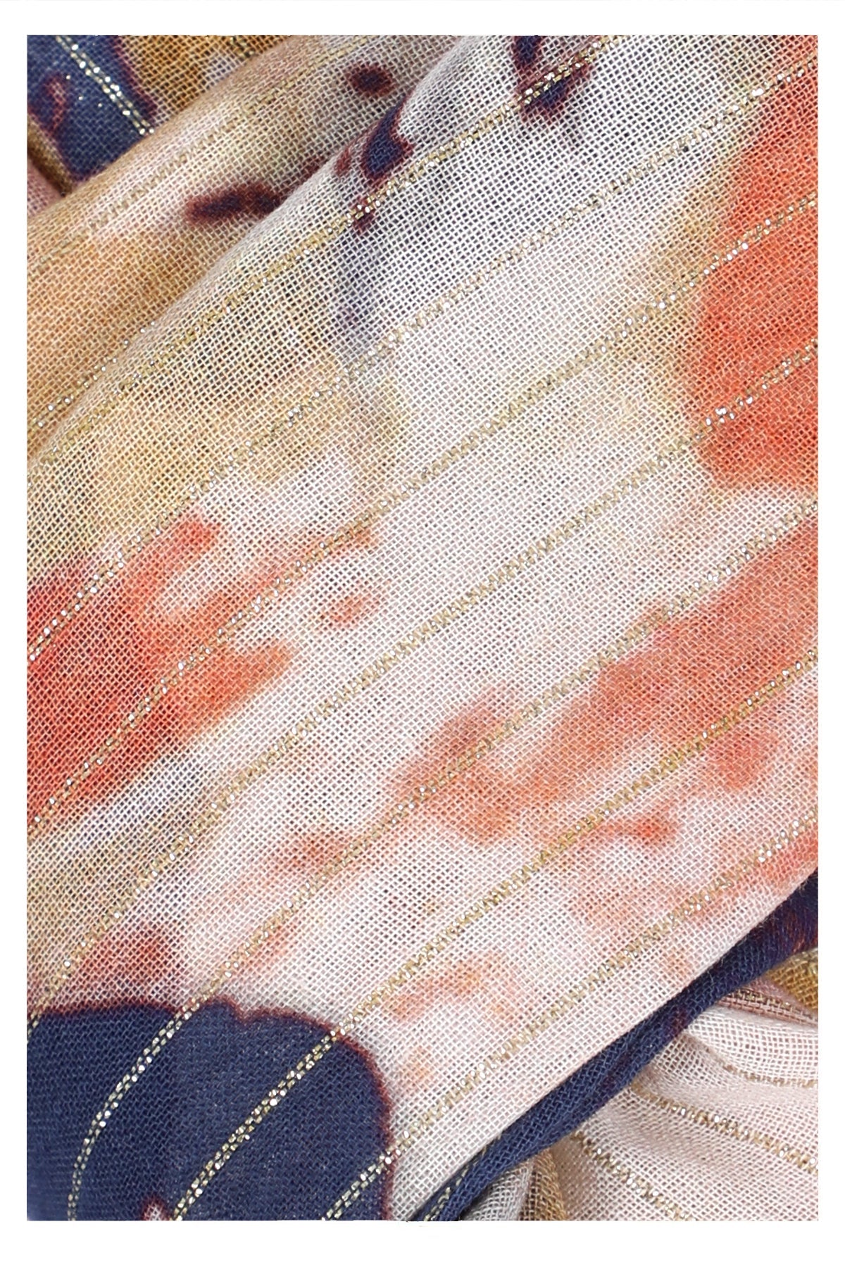 Midnight Bloom Cotton Scarf Navy