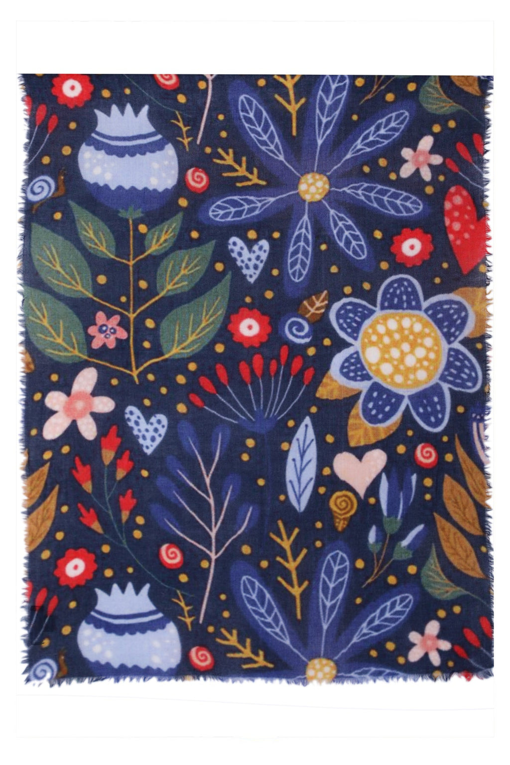 Enchanted Forest Wool Scarf in Navy