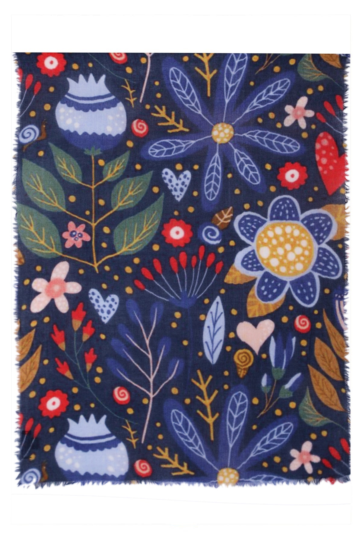 Enchanted Forest Wool Scarf in Navy