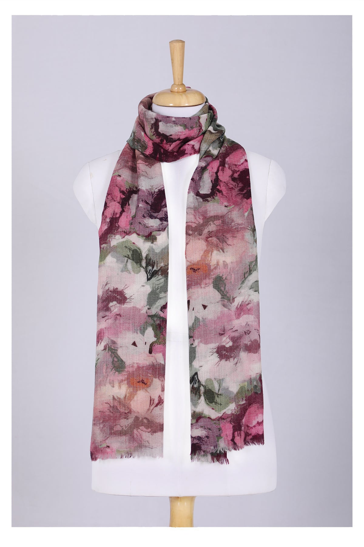 Romantic Bloom Wool Scarf in Multi Colour