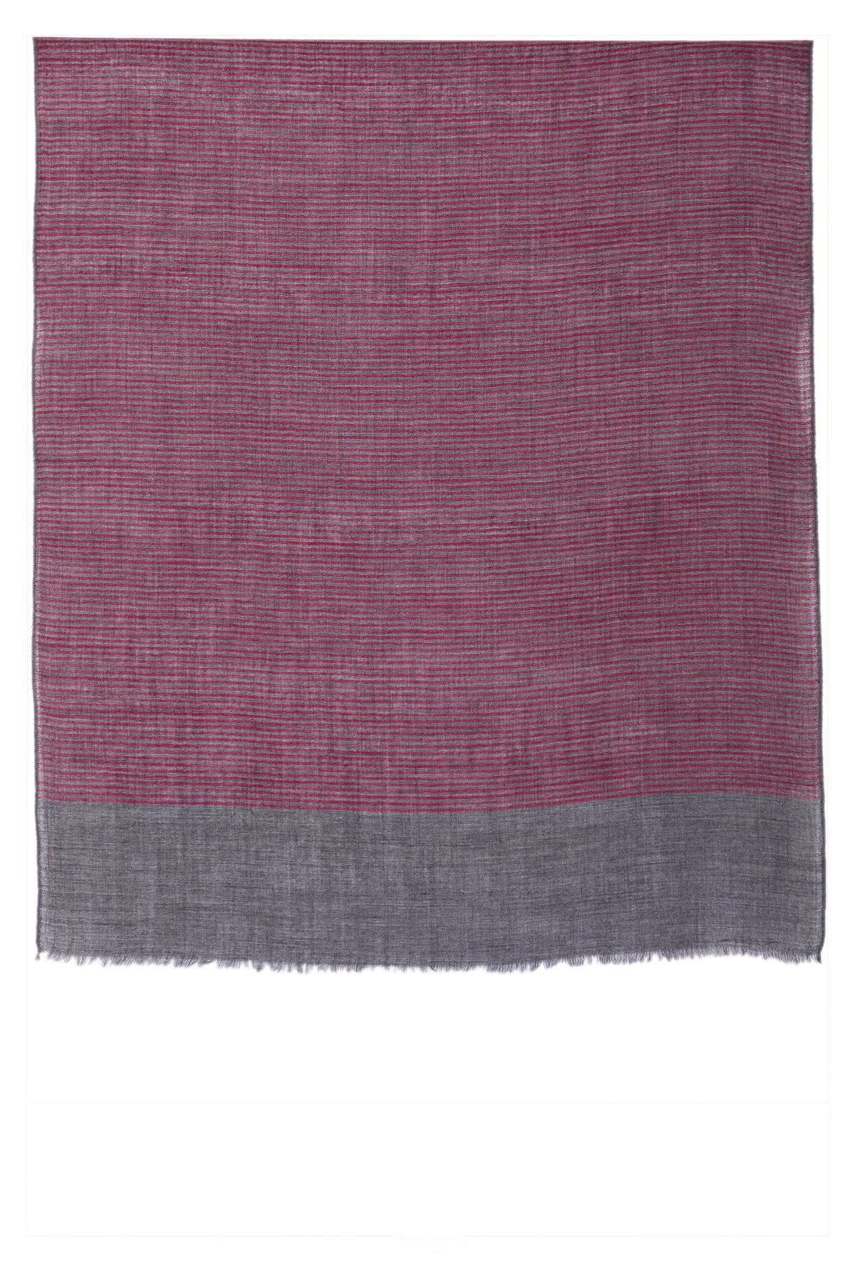 Twilight Stripes Wool Scarf in Grey and Maroon