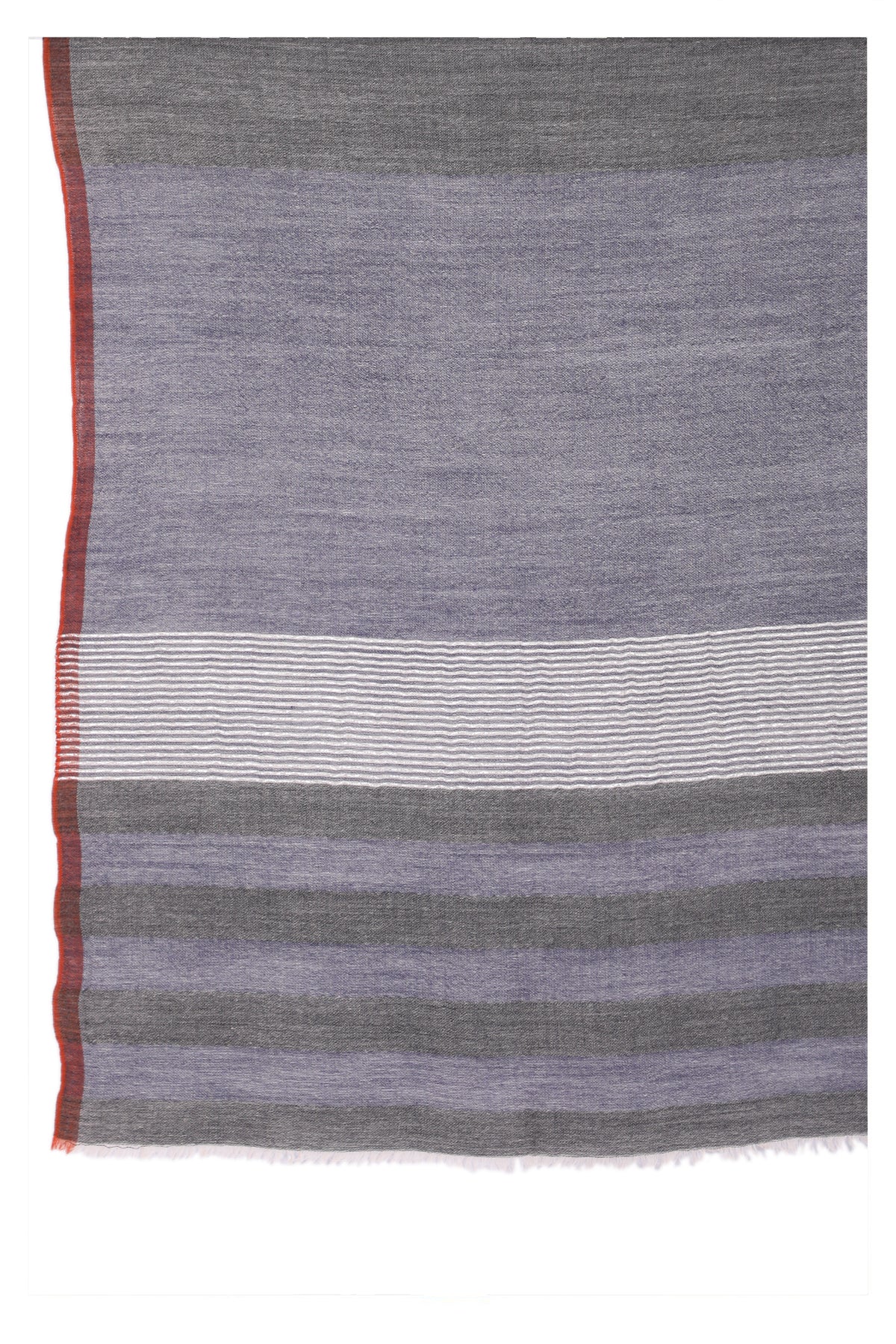 Celestial Glow Stripes Wool Scarf in Grey Blue