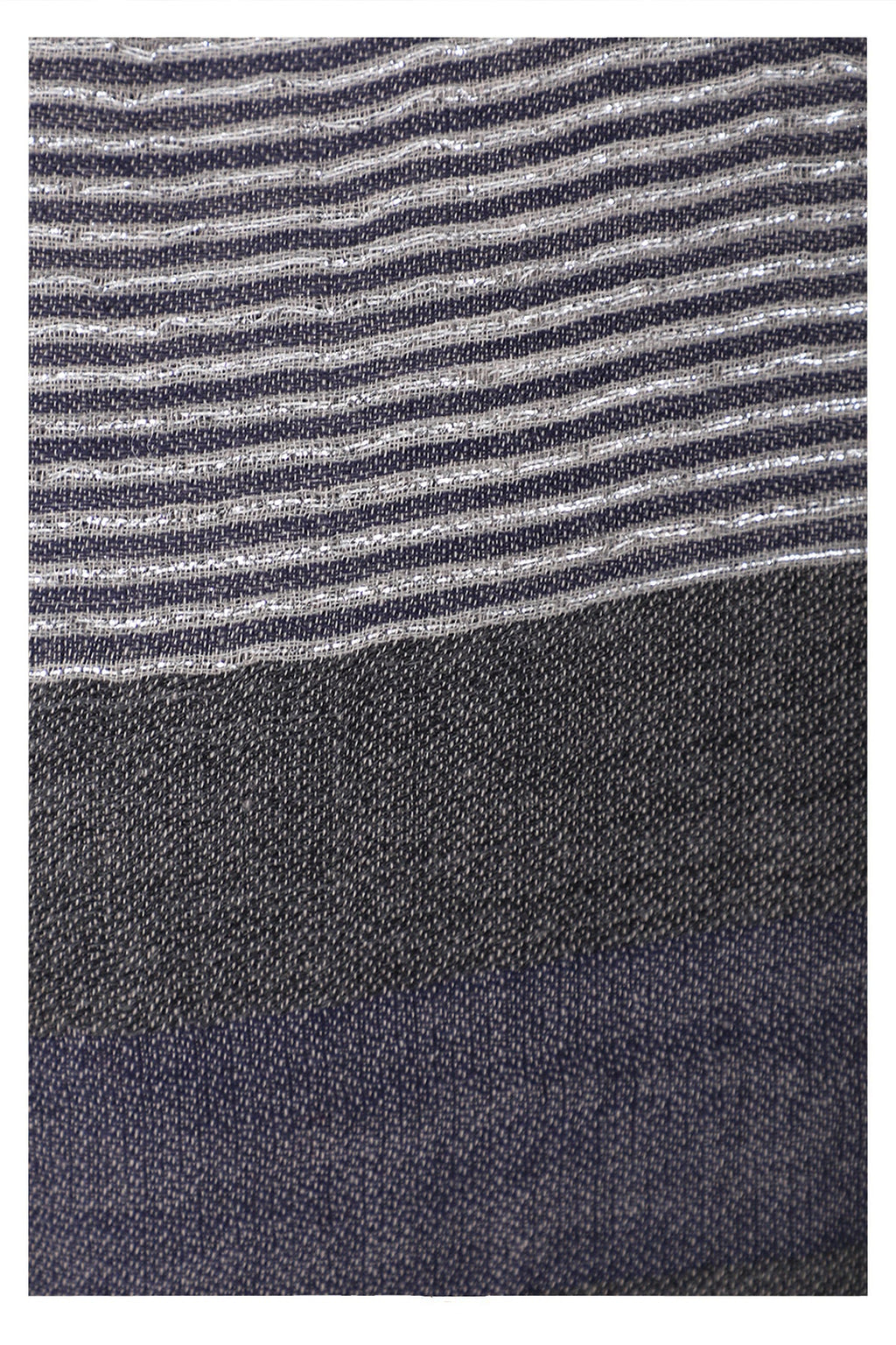 Celestial Glow Stripes Wool Scarf in Grey Blue