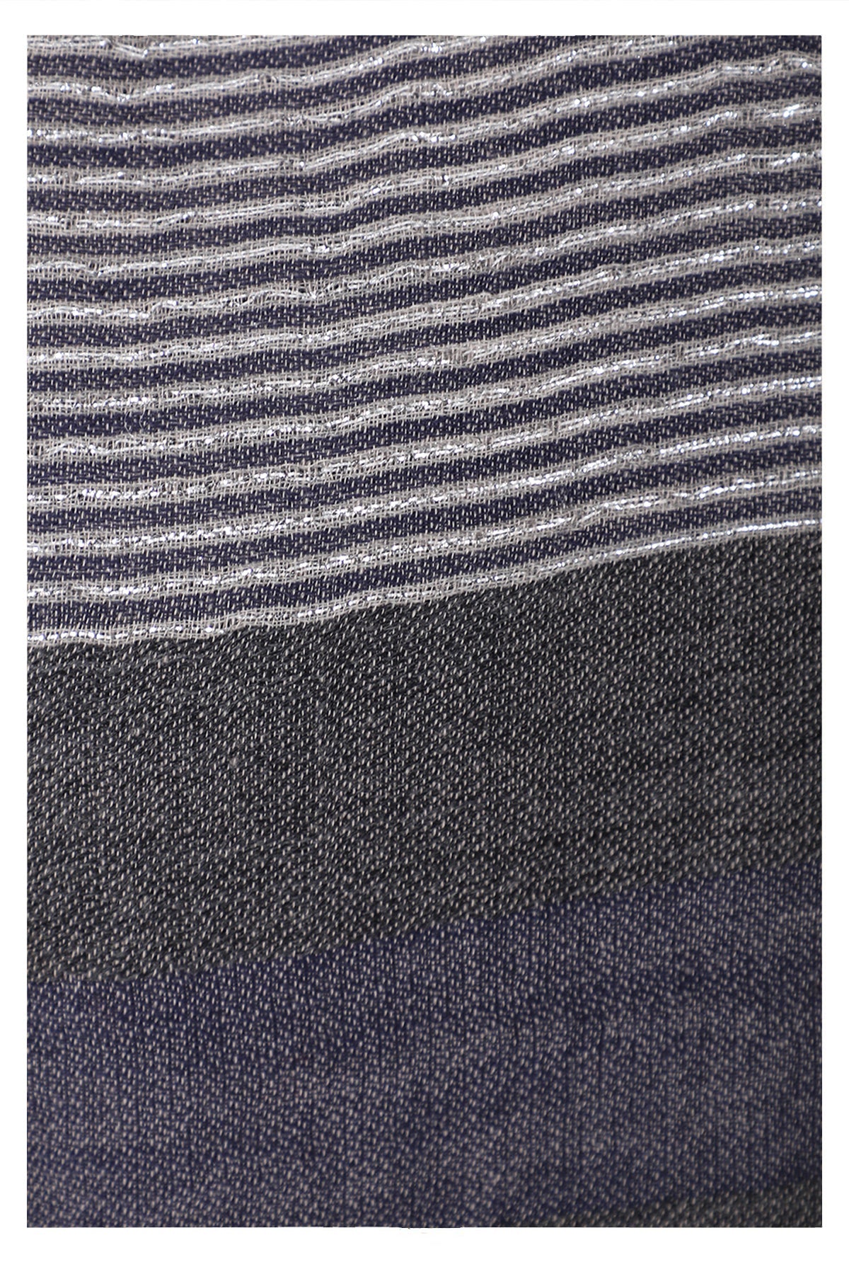 Celestial Glow Stripes Wool Scarf in Grey Blue