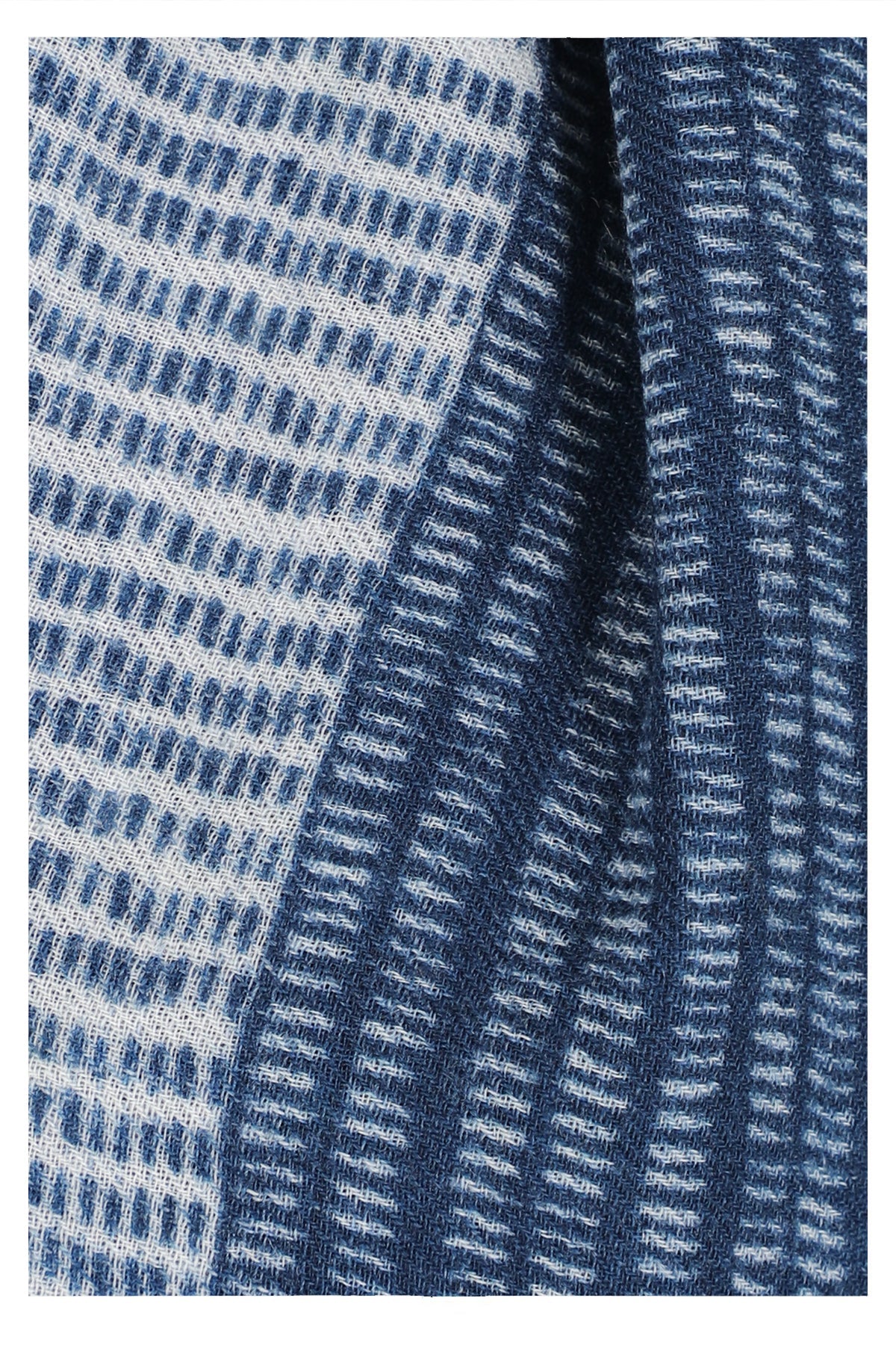 Indigo Wool Scarf with Geometric Pattern