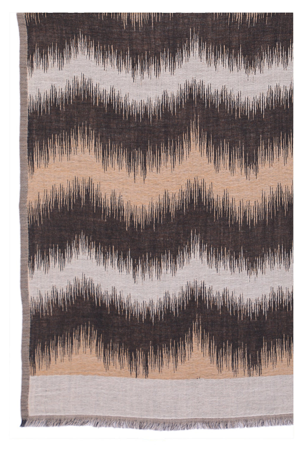 Sahara Jacquard Wool Scarf in Beige and Black