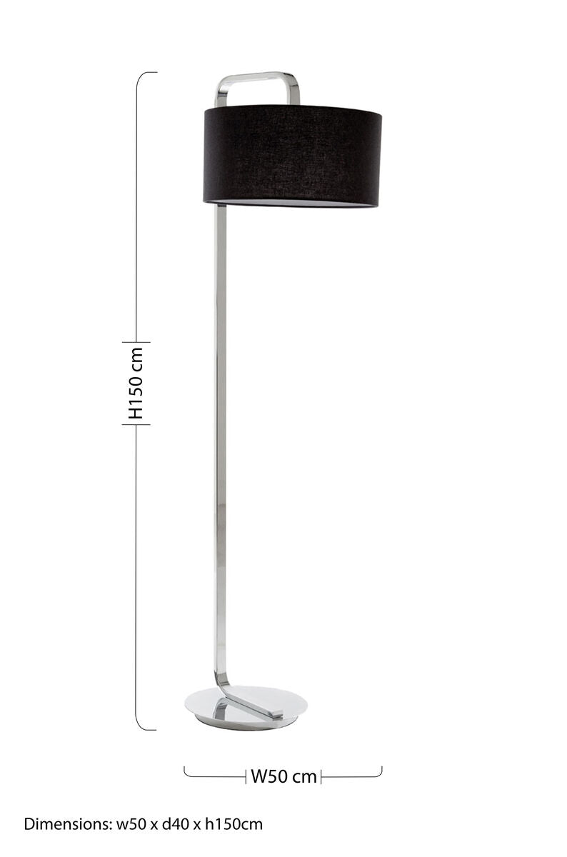 Floor Lamp with Black Fabric Shade