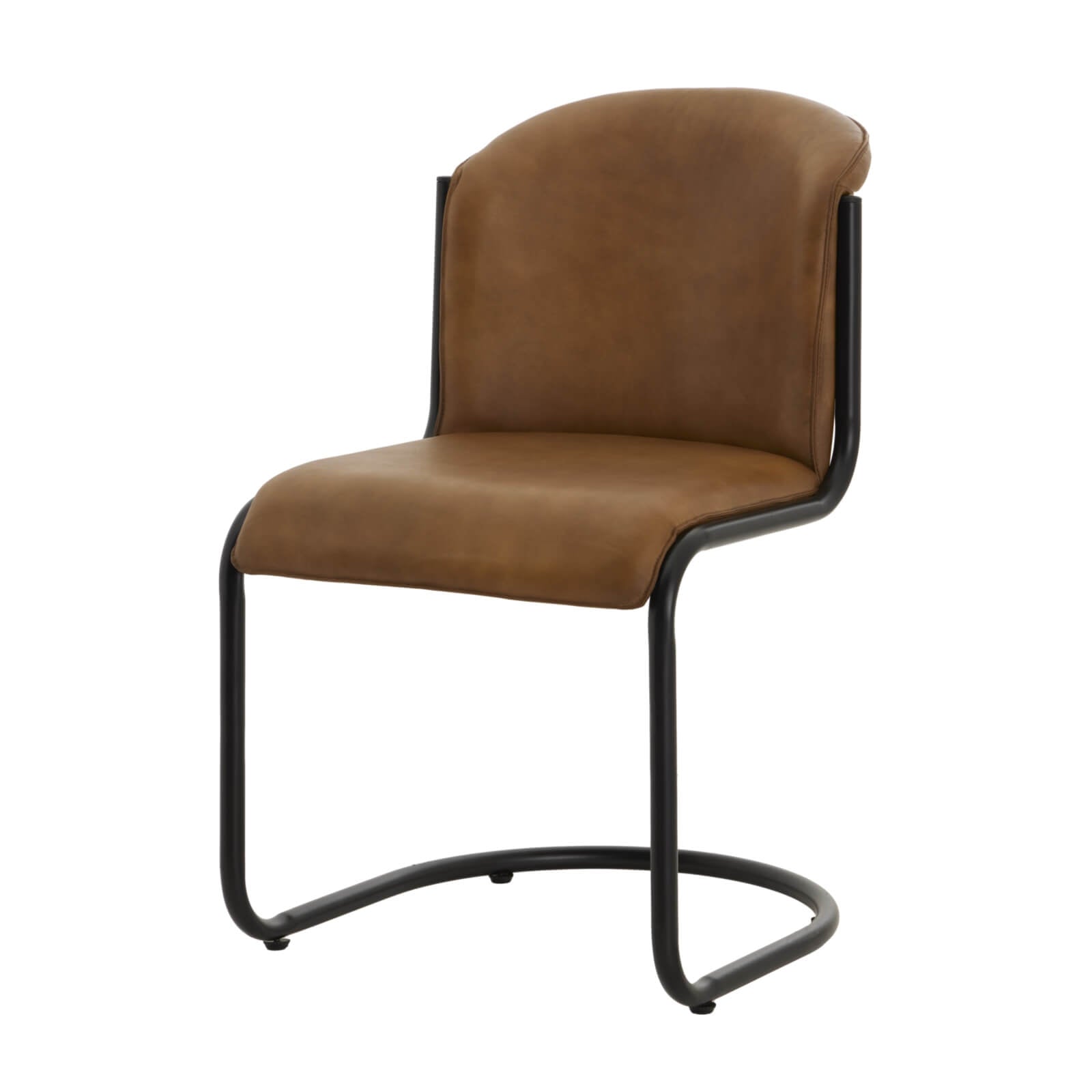Billy leather dining chair in rich brown with curved ergonomic design and metal frame, mid-century modern style  

**  
- **Keywords included:** Billy leather, dining chair, rich brown, curved, ergonomic, metal frame, mid-century modern  
- **Clear description:** Visually conveys the chair's material, color, design, and style  
- **SEO & accessibility optimized:** Concise yet descriptive for both search engines and screen readers by Sostter at brixbailey.com