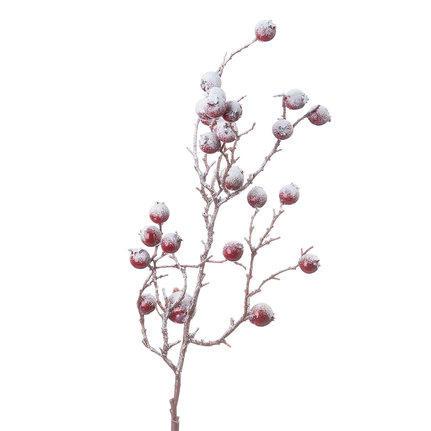 Lifelike red festive berry stems with frost detailing, perfect for winter wreaths and centerpieces. by sostter at brixbailey.com
