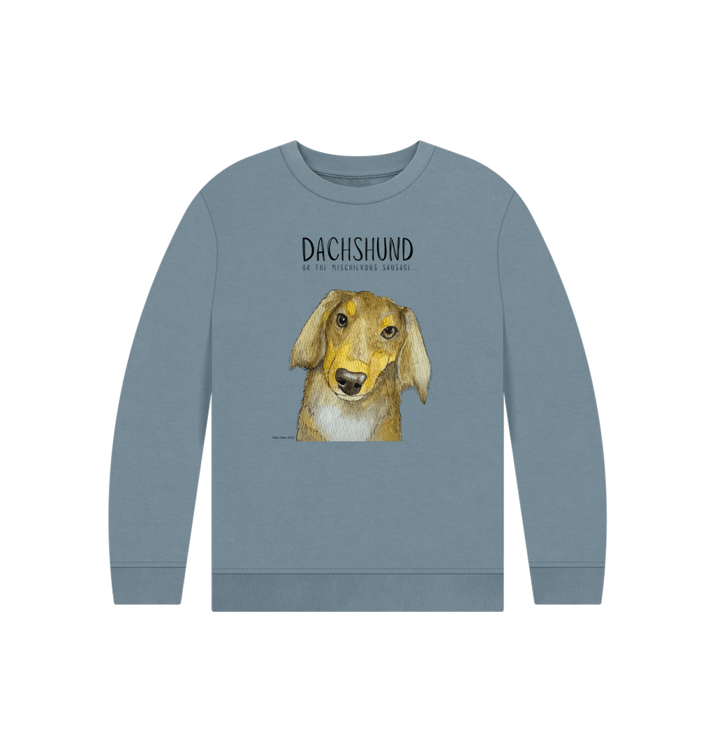 Snuggly Long Haired Sausage Dog Kids Sweatshirt