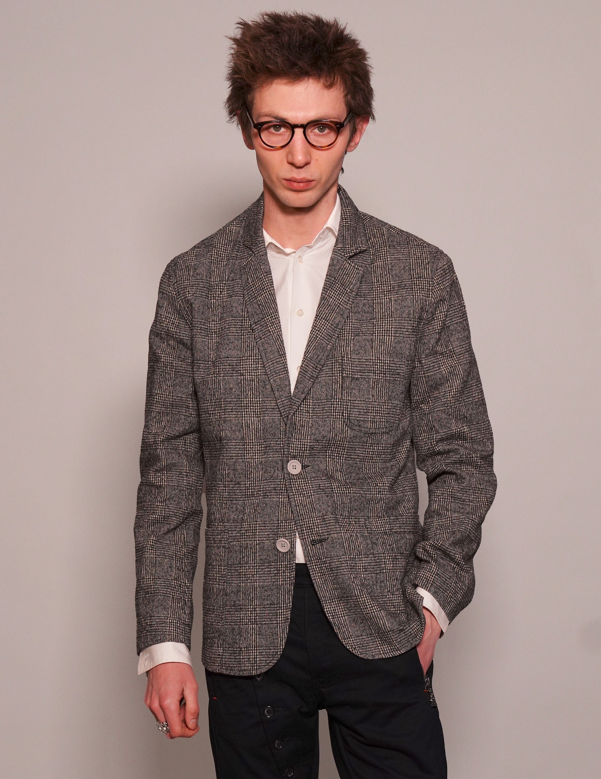 Prince of Wales Check Wool Blazer